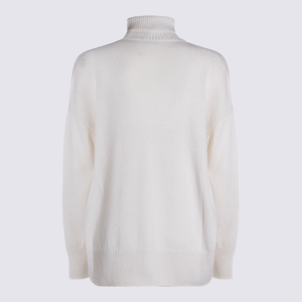 Brunello Cucinelli Long Sleeve Turtleneck Knitwear With Ribbed Cuffs And Hem In White