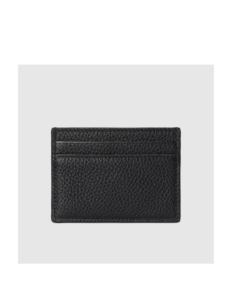 Gucci Black Card-holder With Logo Detail In Hammered Leather Man In Black