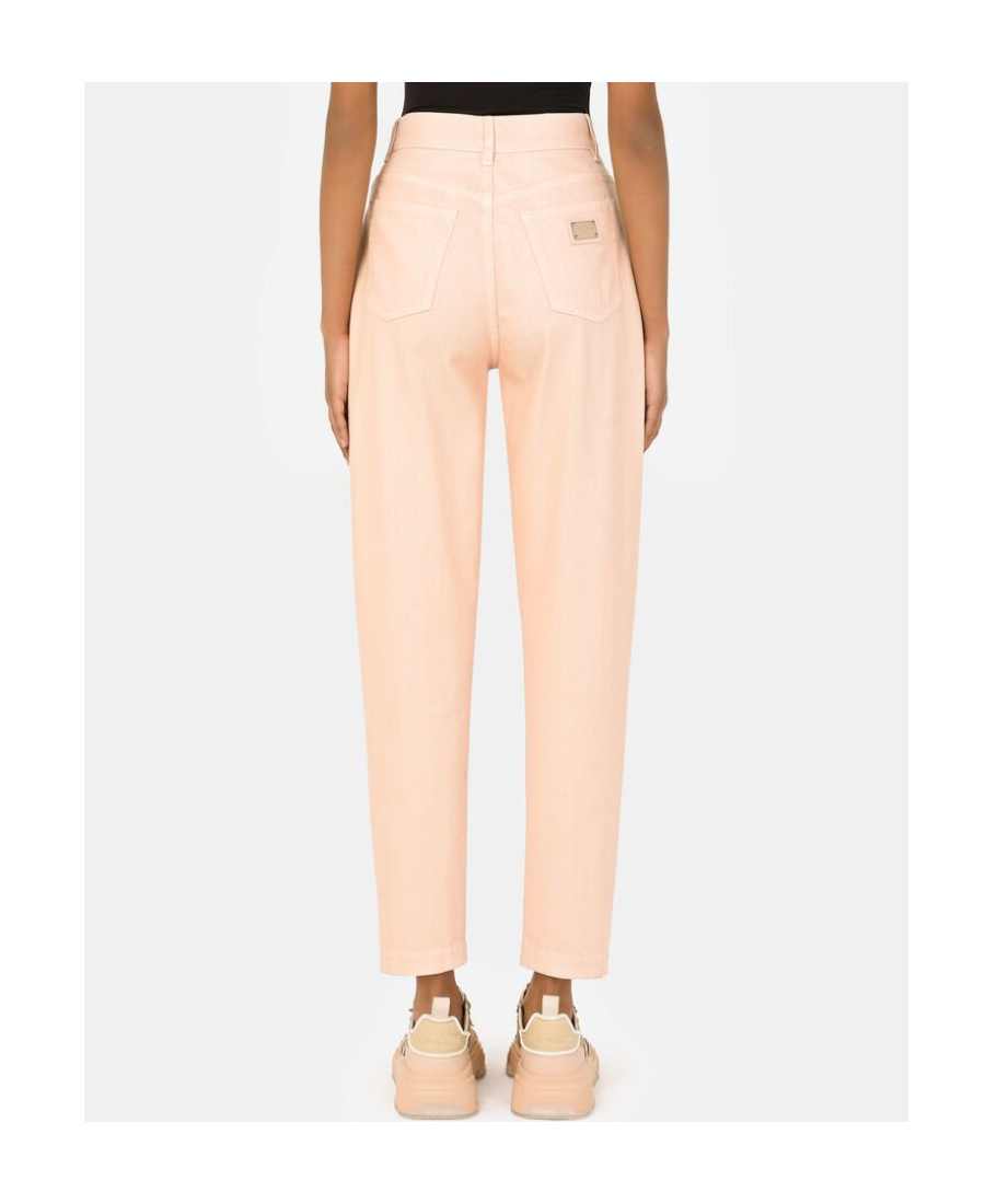 Dolce & Gabbana Tapered High-waisted Trousers In Nude