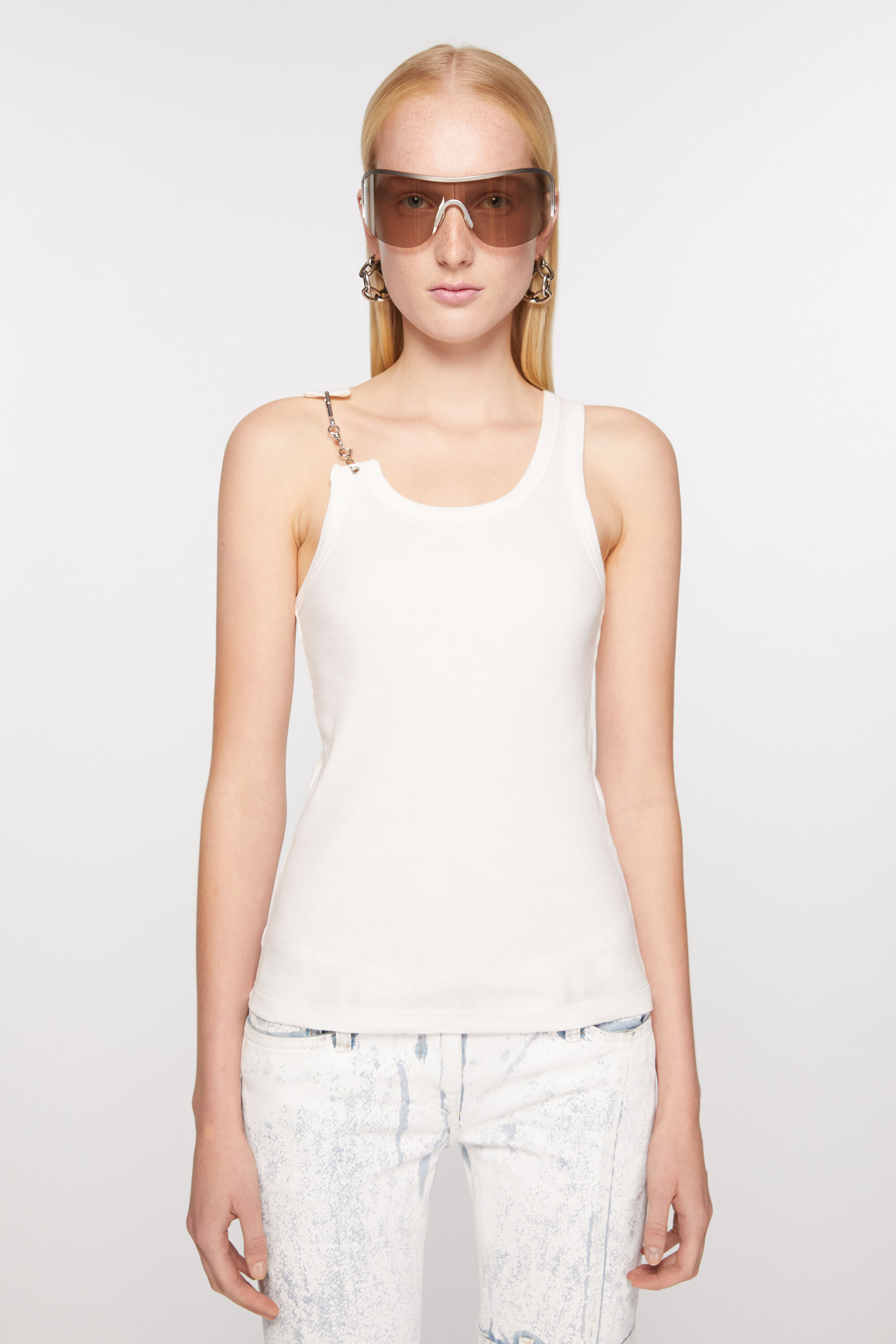 Acne Studios Fine-ribbed Cotton Top In White