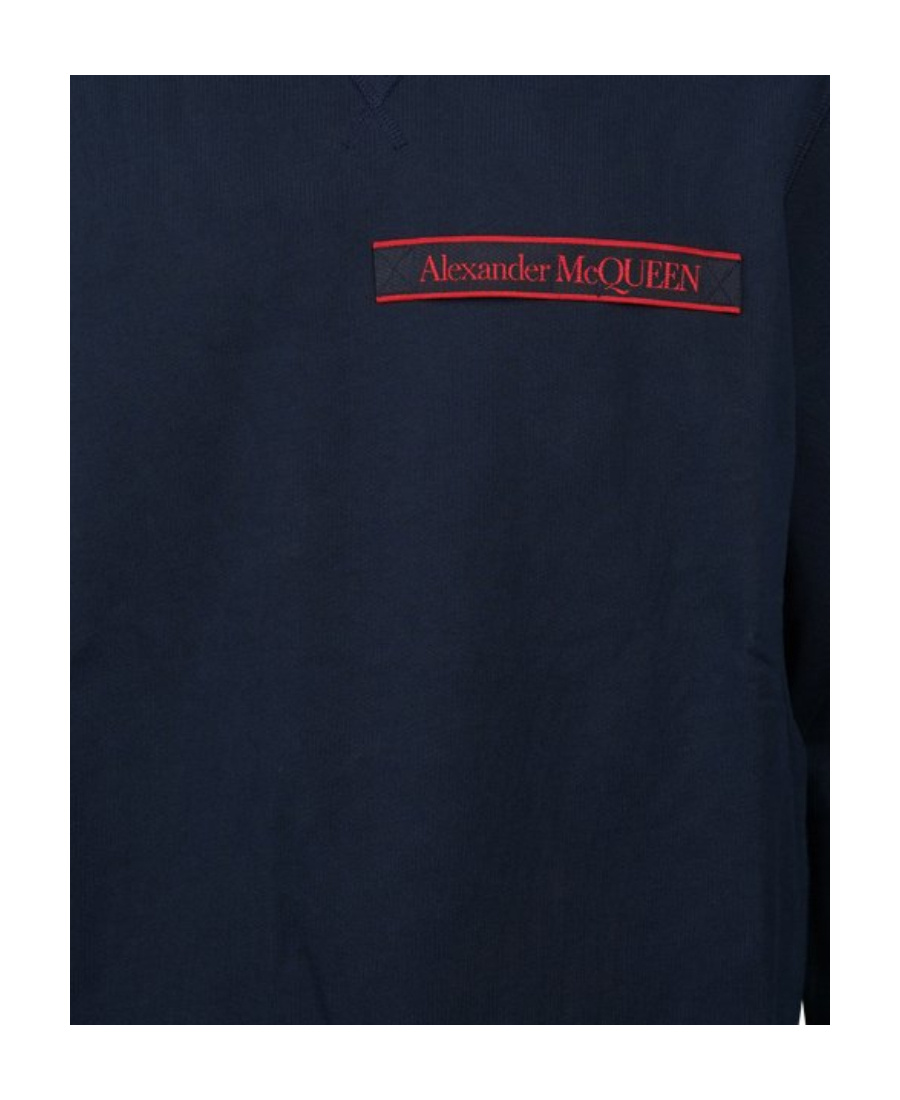 Alexander Mcqueen Selvedge Logo Tape Sweatshirt In Blue