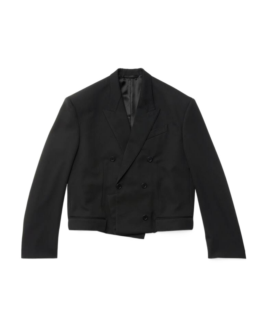 Balenciaga Double-breasted Cropped Blazer In Black