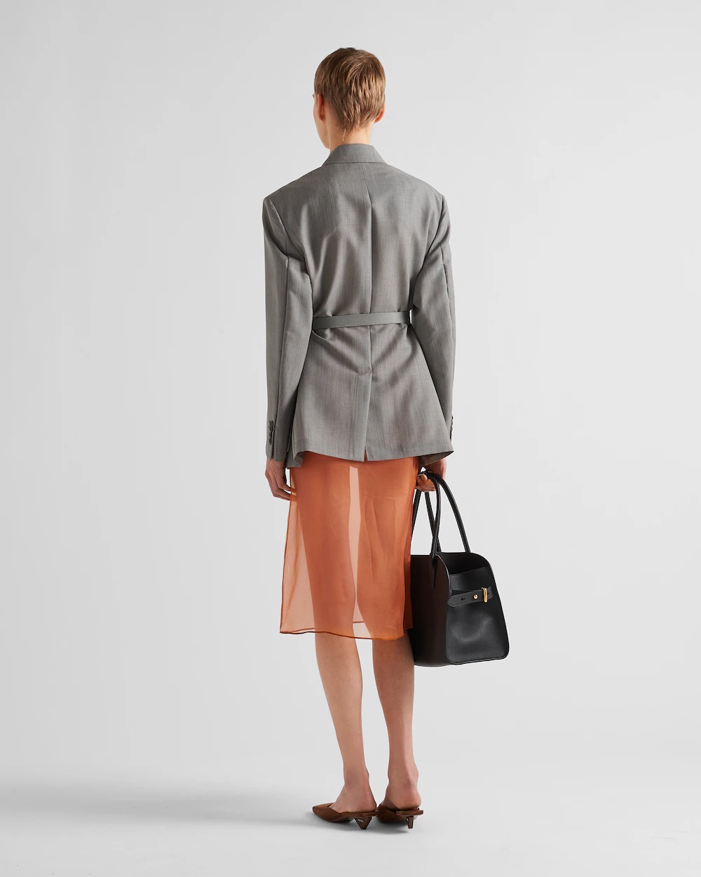 PRADA ORGANZA MIDI-SKIRT 