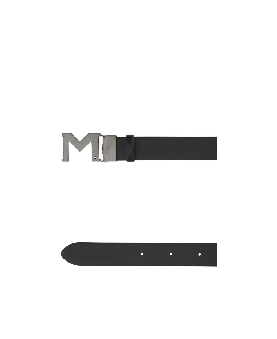 Montblanc Leather Buckle Belt In Black