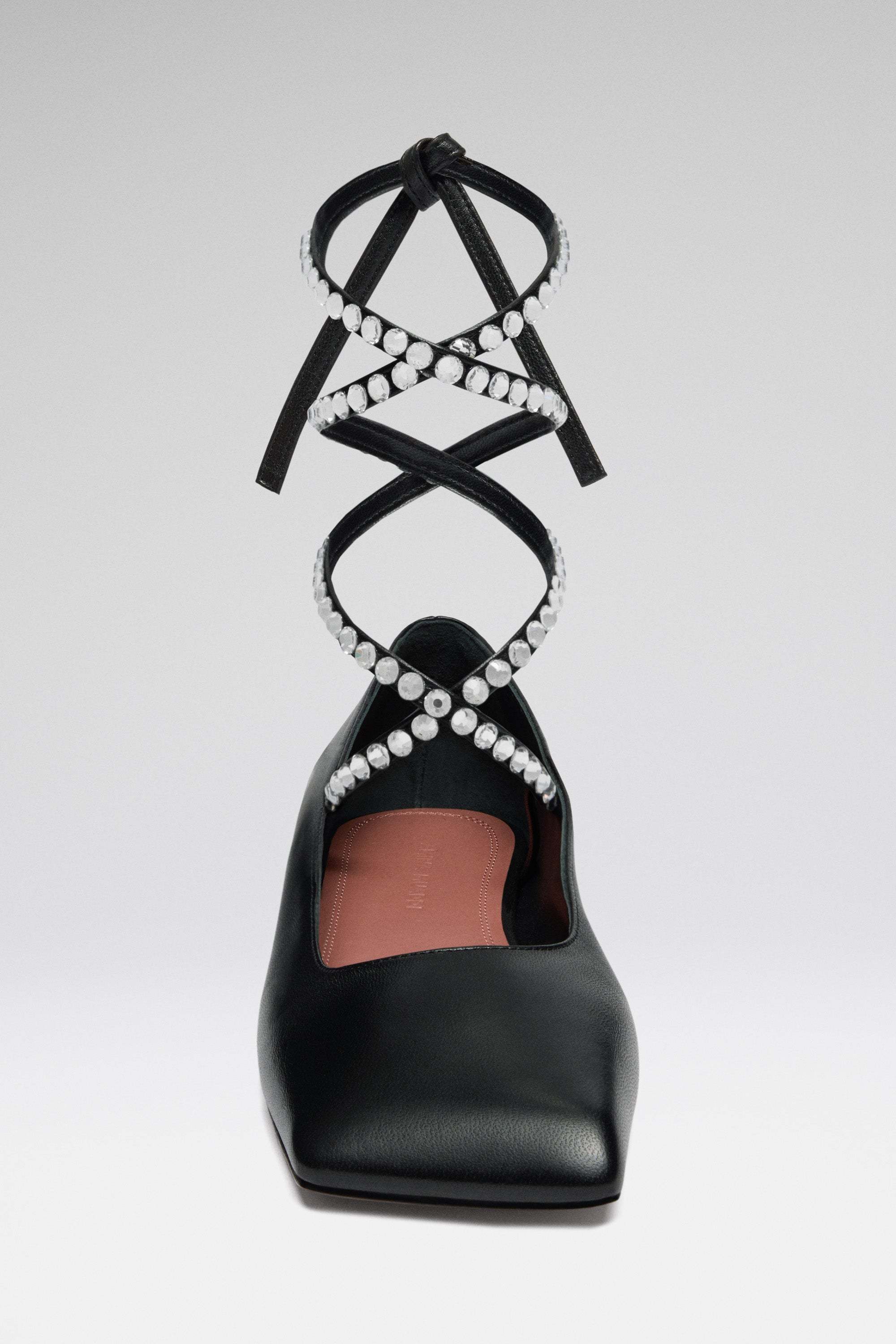 Amina Muaddi Woman Ballet Flats Black Size 10 Leather In Black