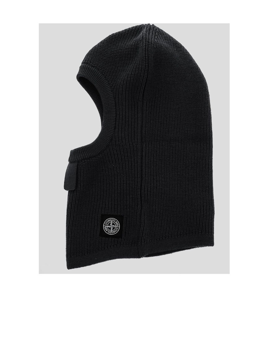 Stone Island Compass-patch Virgin Wool Balaclava In Black