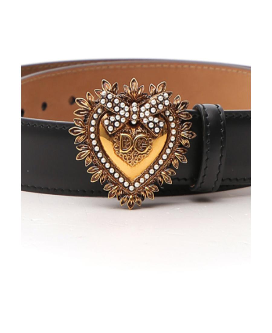 Dolce & Gabbana Devotion Leather Belt In Black