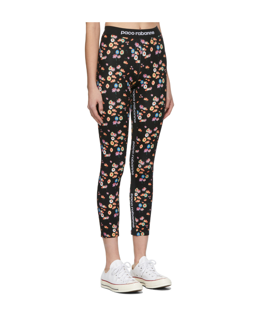 Shop Rabanne Pattern Printed Tights In Black
