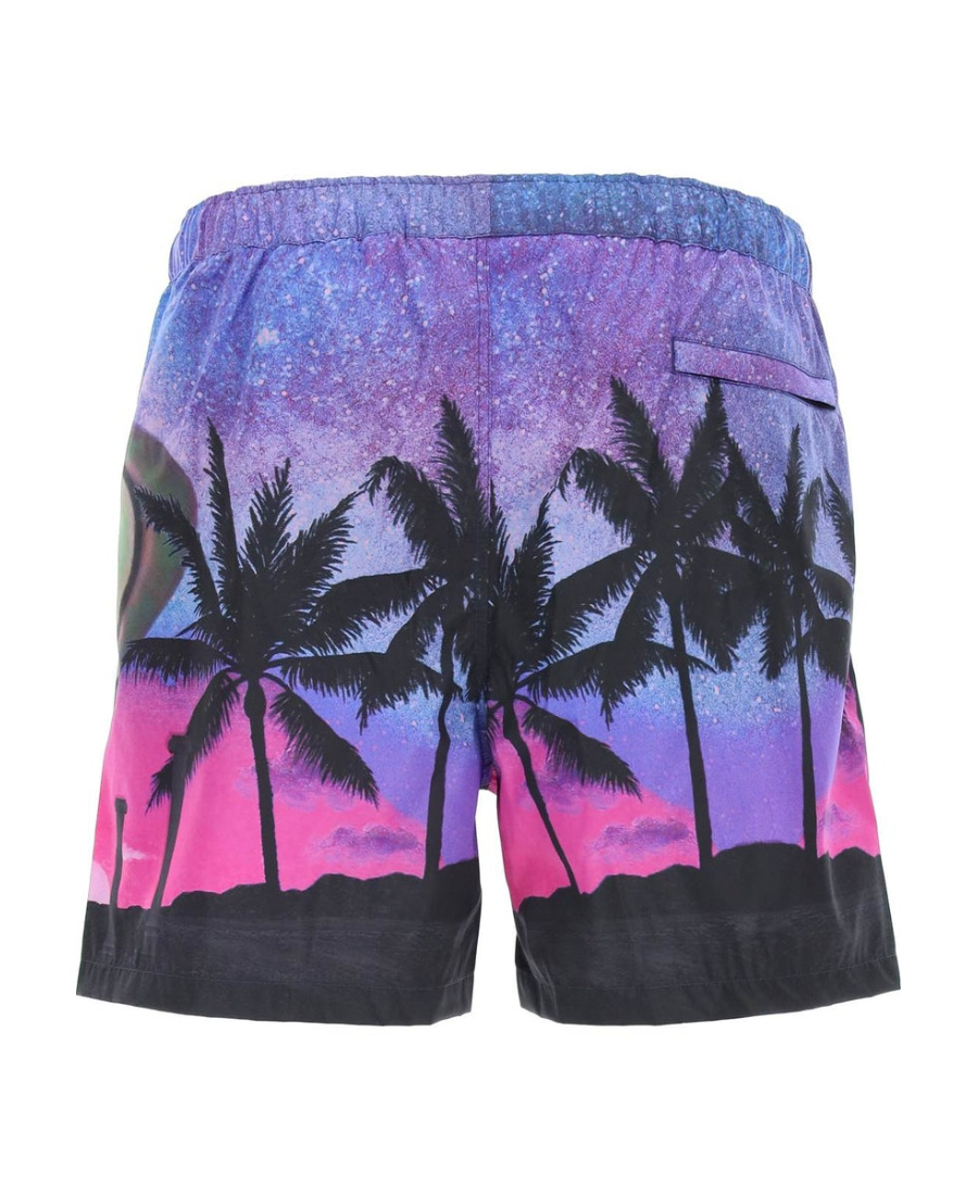 Valentino Water Sky Print Swim Shorts In Blue