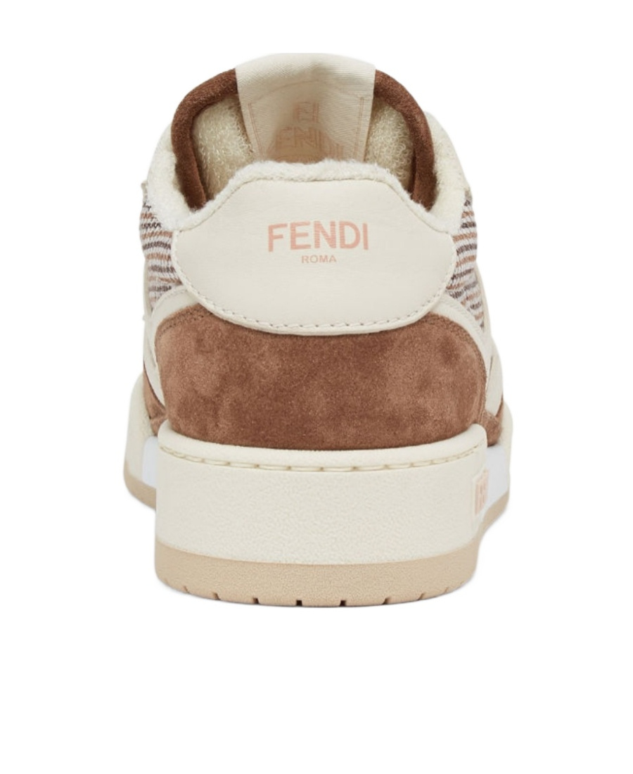 Fendi Match Panelled Leather Low-top Sneakers In White