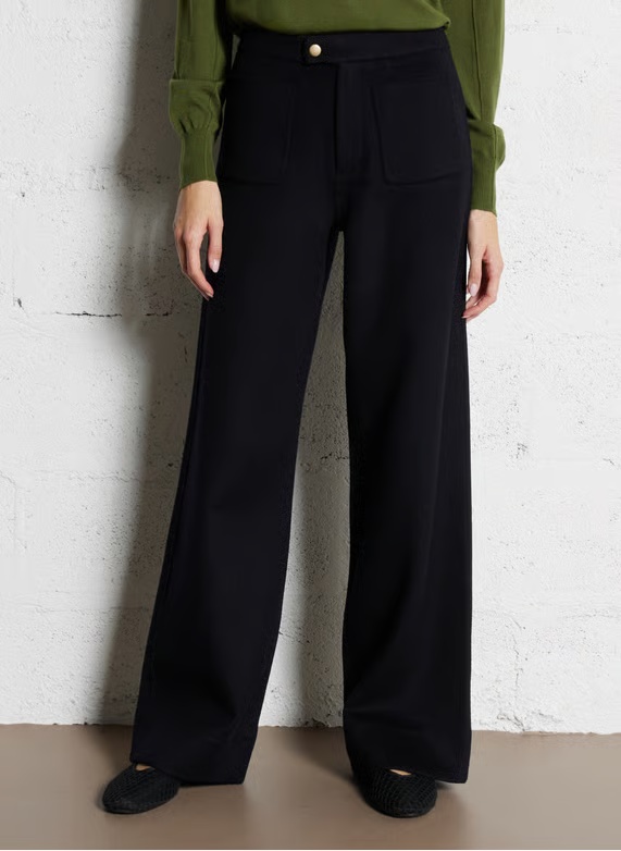 Soeur Straight Wool Trousers In Black