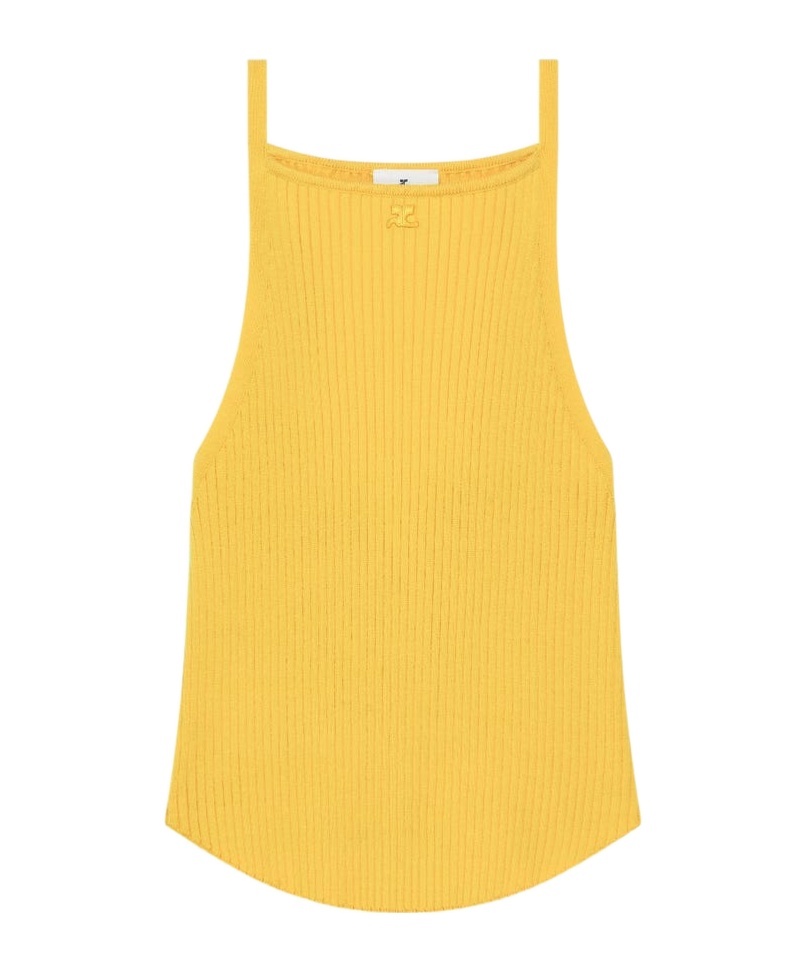 Courrèges Ribbed Tank Top In Yellow