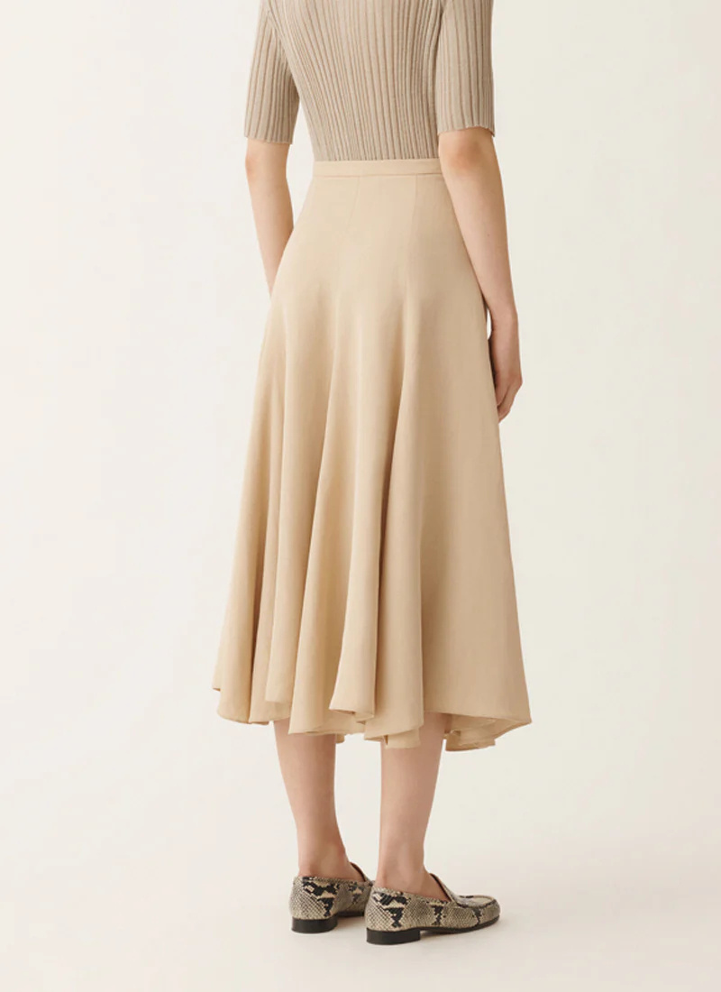 Fabiana Filippi Viscose Linen Flared Skirt In Sabbia In Brown