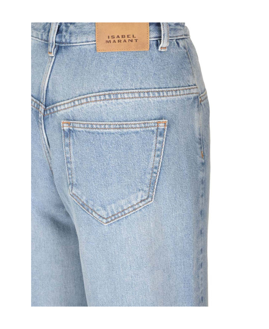 Isabel Marant Wide-leg Denim Trousers With Belt Loops In Gray