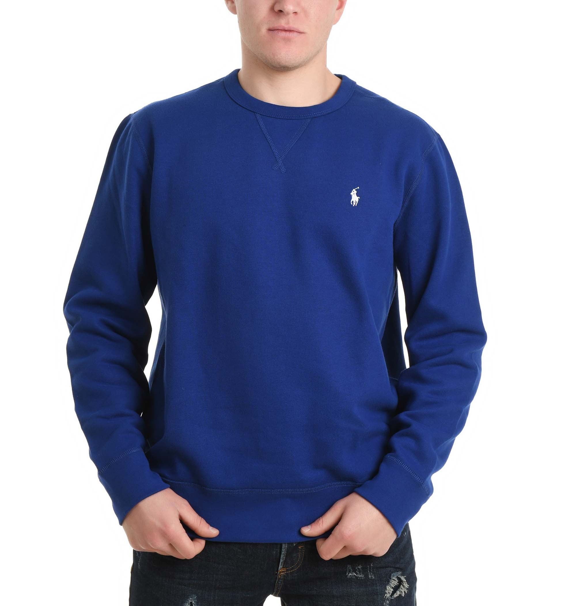 Shop Polo Ralph Lauren Embroidered Logo Jumper In Blue