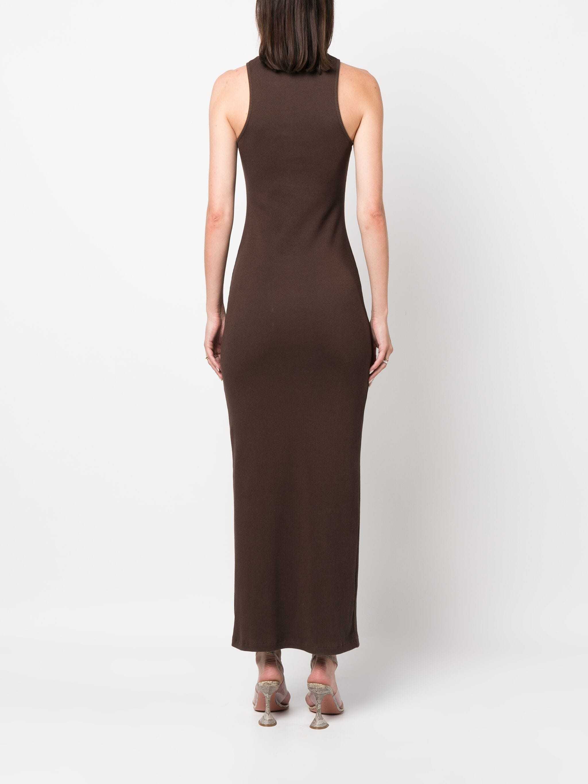 Blumarine Rhinestone-logo Midi Dress In Brown