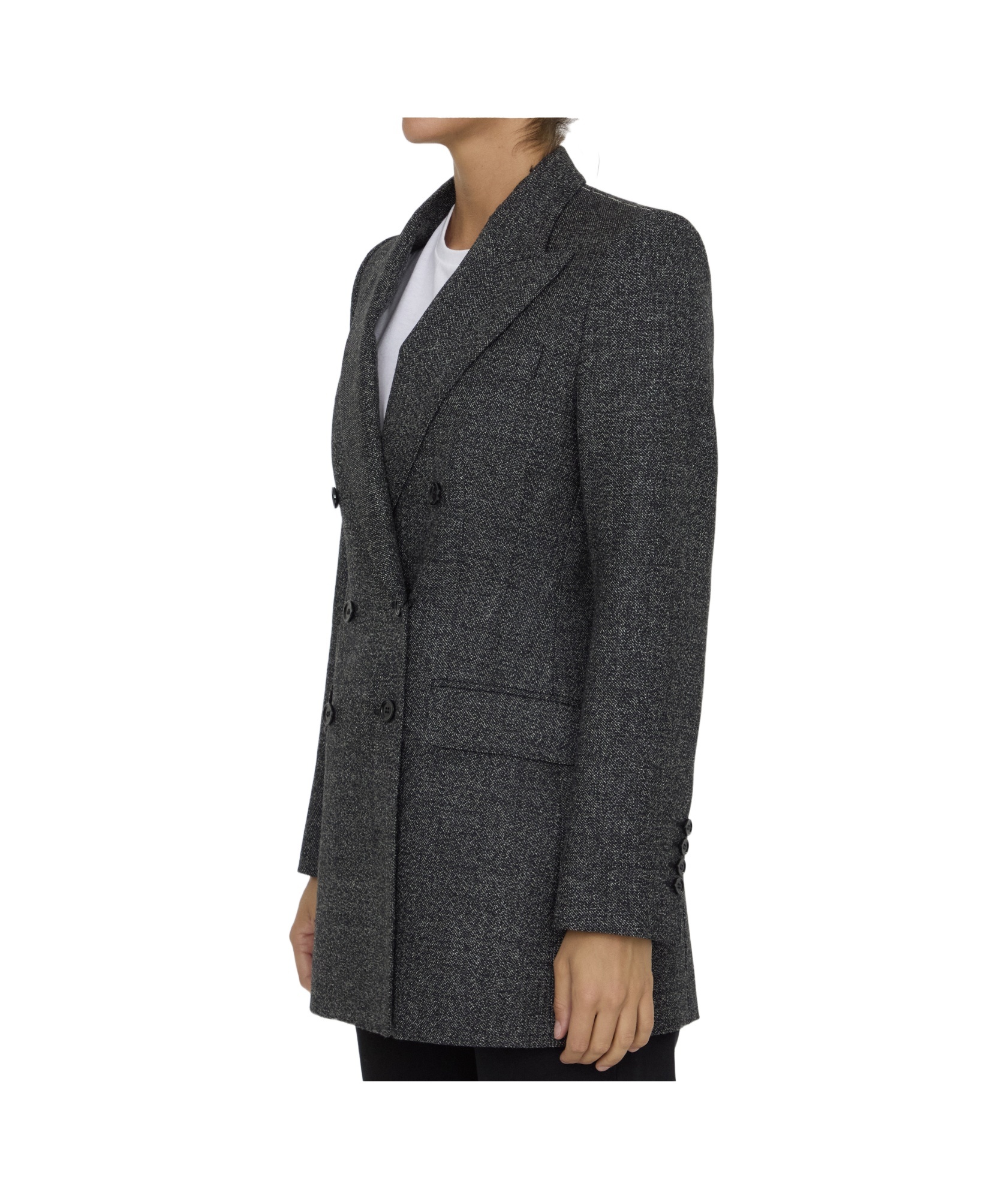 Dolce & Gabbana Anthracite Grey Tweed Double-breasted Jacket In Black