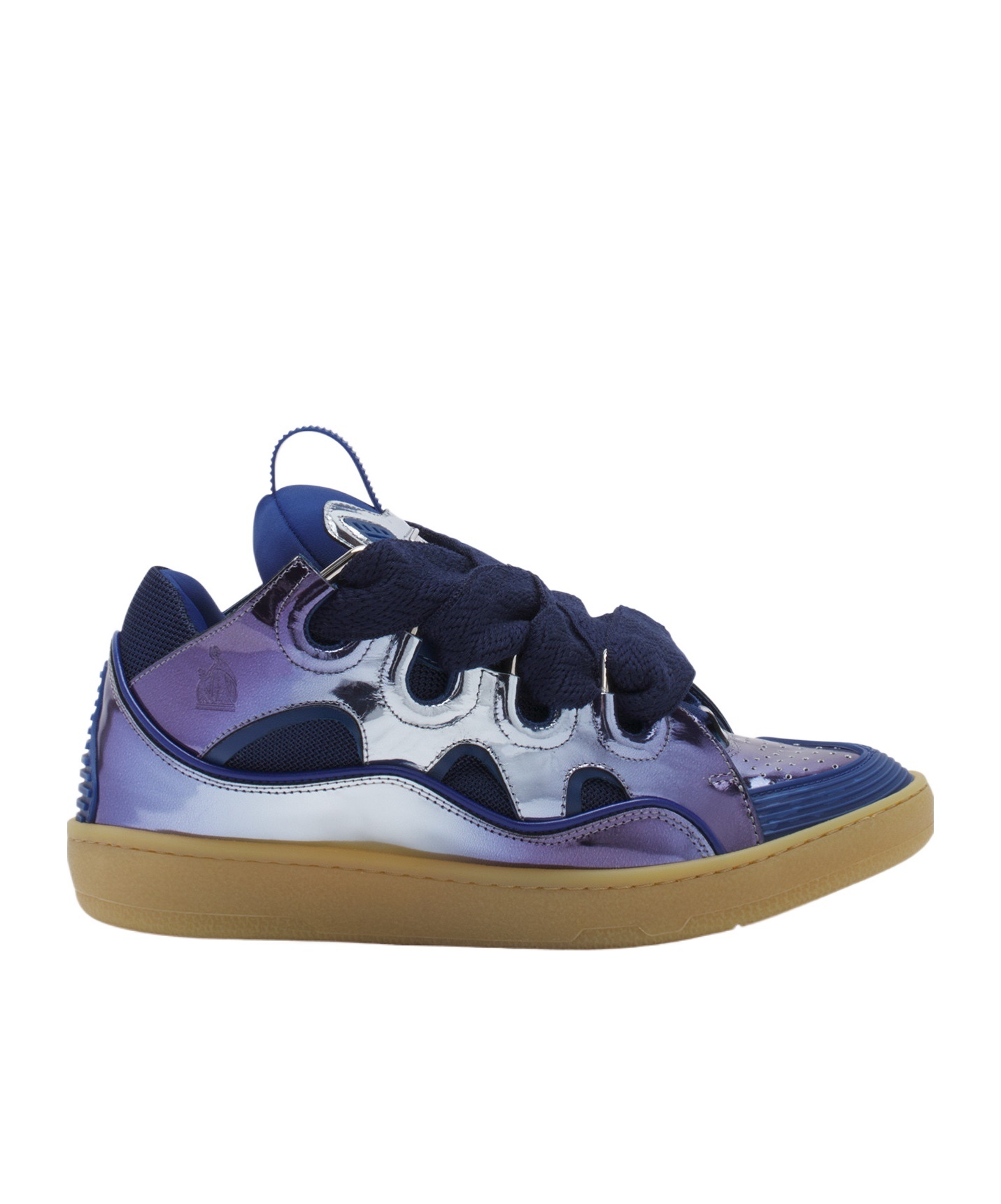 Lanvin Curb Sneakers In Metallic Leather For Women In Blue