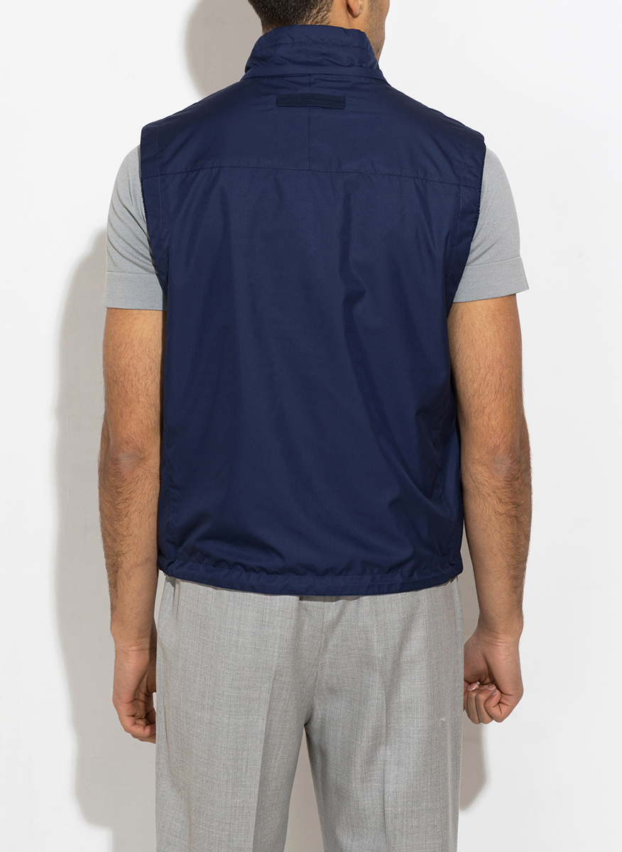 Zegna Reversible Zip-up Vest In Blue