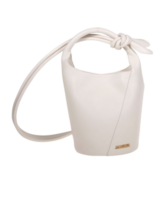 Jacquemus Logo Plaque Knot-detailed Top Handle Bag In White