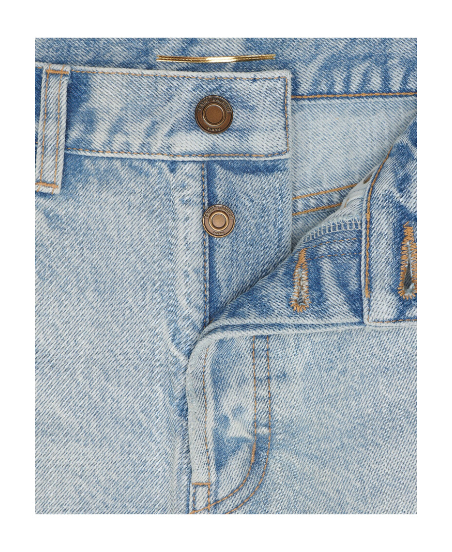 Saint Laurent Raw-hem Denim Shorts In Blue