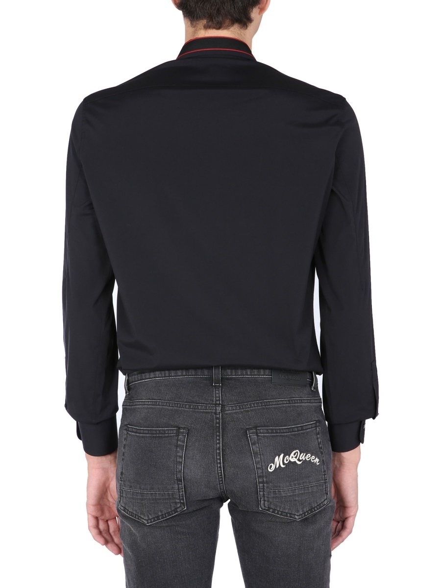 Alexander Mcqueen Logo-tape Long-sleeve Shirt In Black