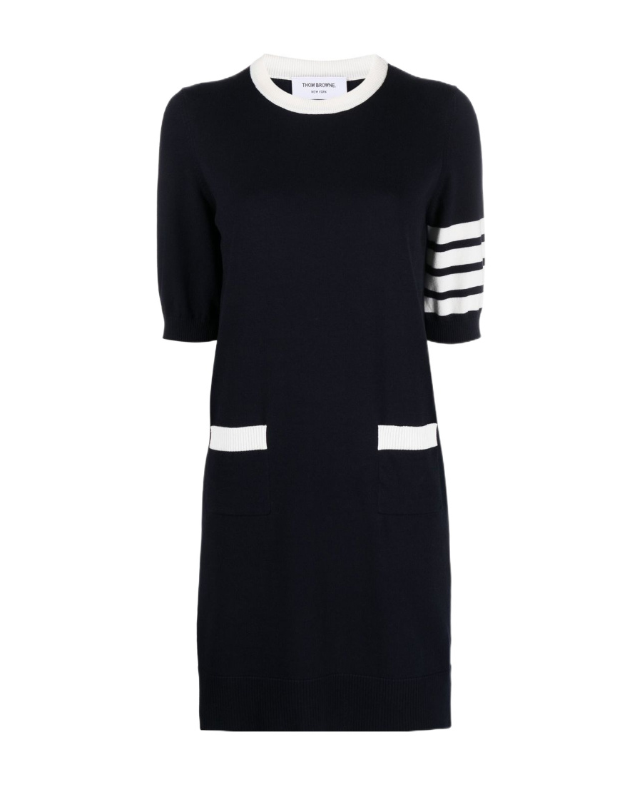 Thom Browne Hector-embroidery Knitted Minidress In Black