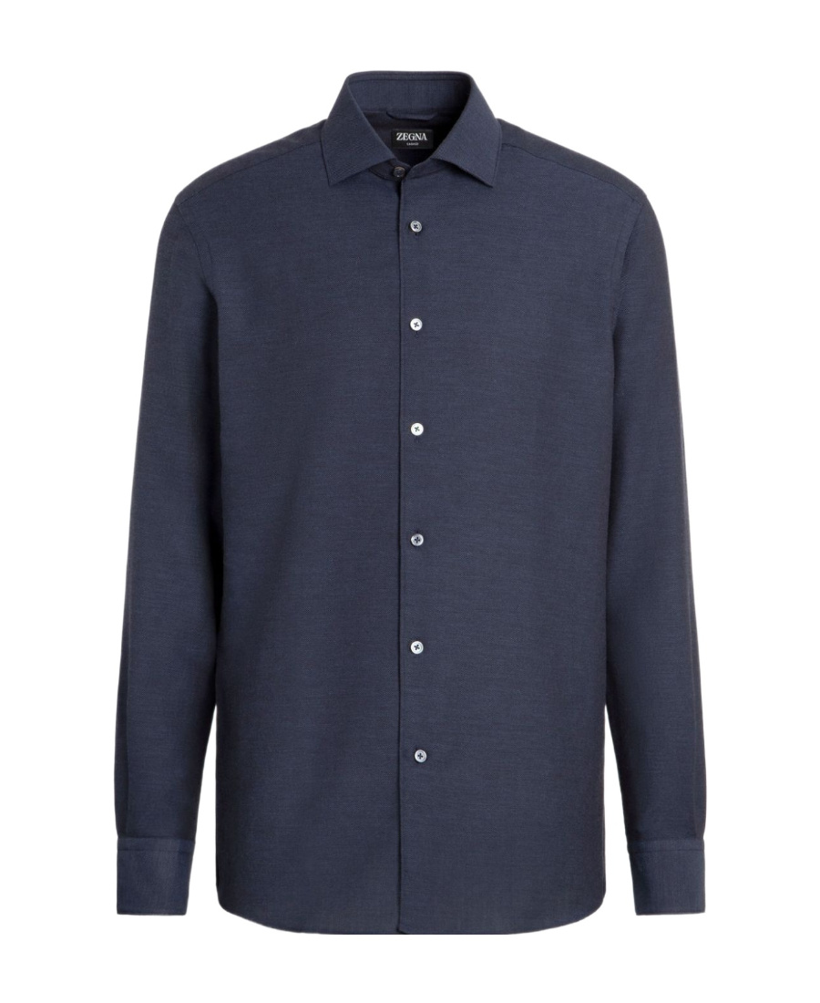 Zegna Button-down Collar Brushed Cotton-twill Shirt In Black