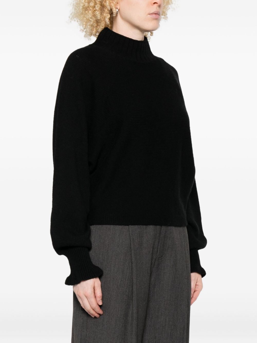 Twinset Wool Blend Sweater With High Neckline In Black