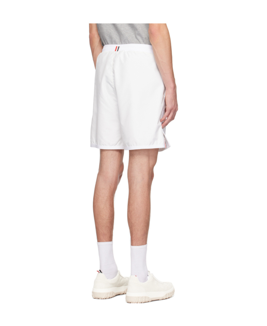Thom Browne Logo-patch Mesh Track Shorts In White