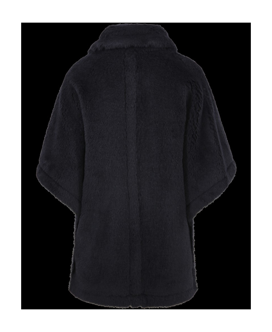 Max Mara Cape In Alpaca And Wool Teddy Fabric In Black