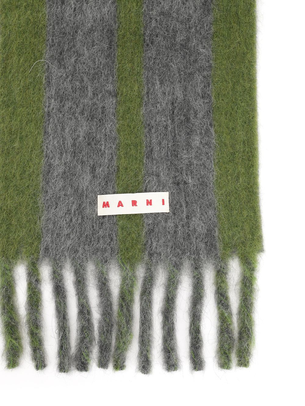 Marni Fringed Ends Striped Pattern Scarves In Gray