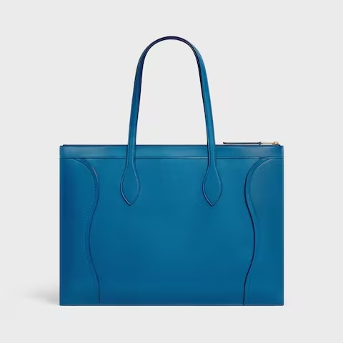 Celine Flat Cabas New Luggage In Glossy Calfskin In Blue