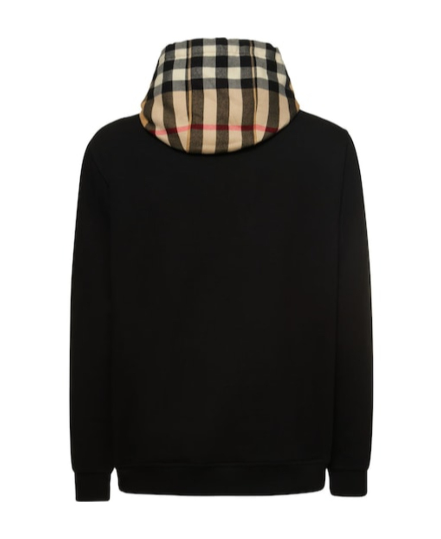 Shop Burberry Check-detail Hoodie In Black