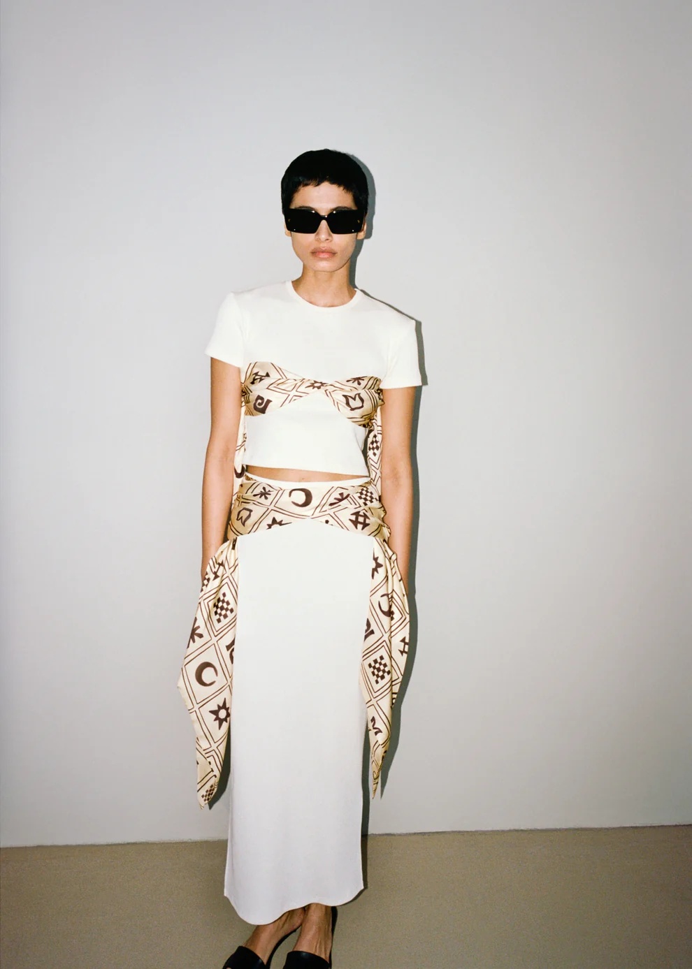 Nanushka Binno Ribbed Round Collar T-shirt In White