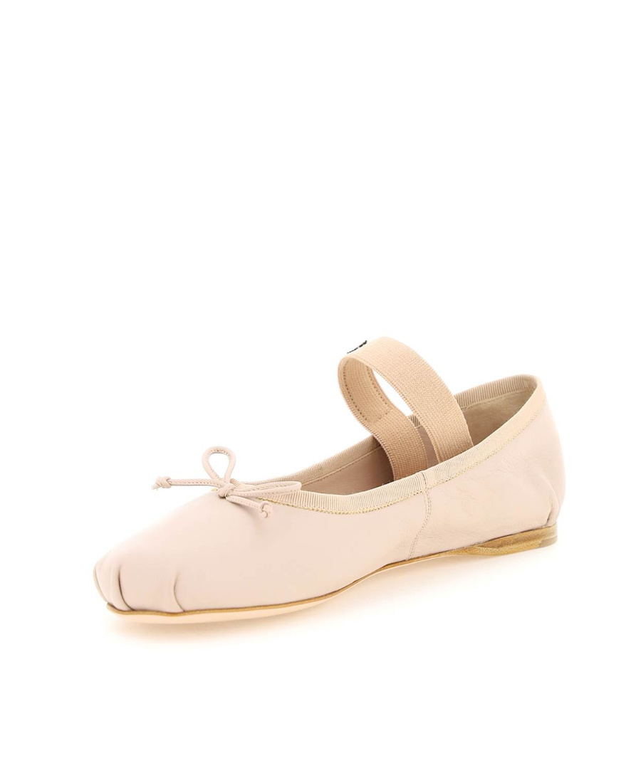 Miu Miu Logo Ballet Flats In Nude