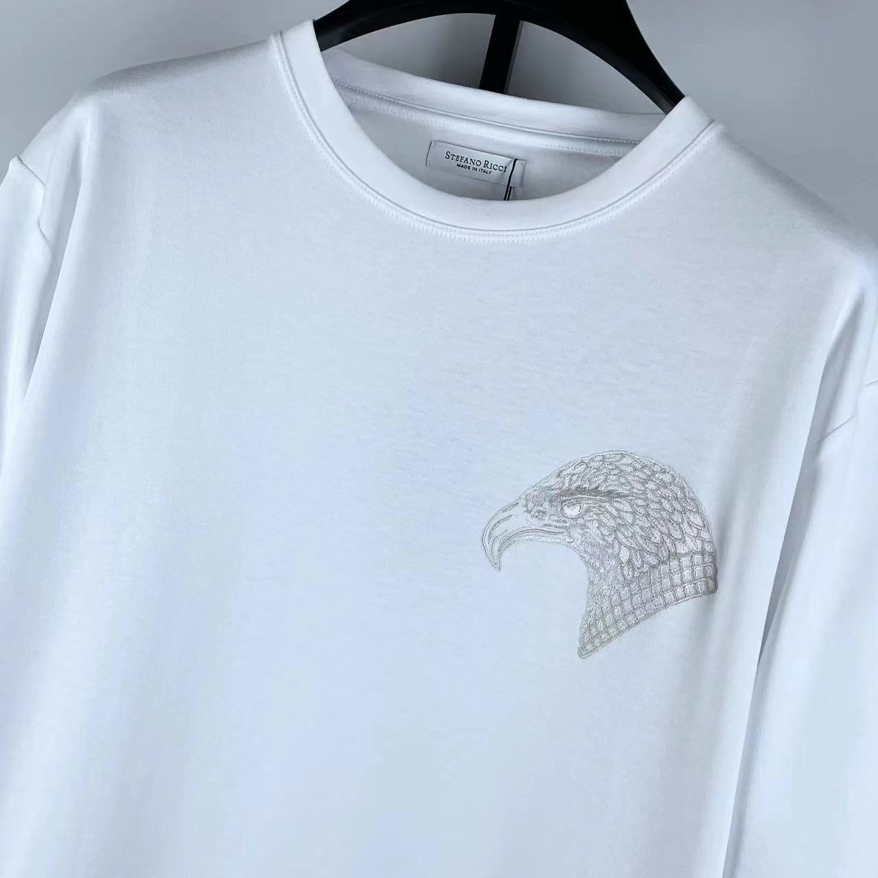 Stefano Ricci T-shirt With Round Neck And Short Sleeves In Blue
