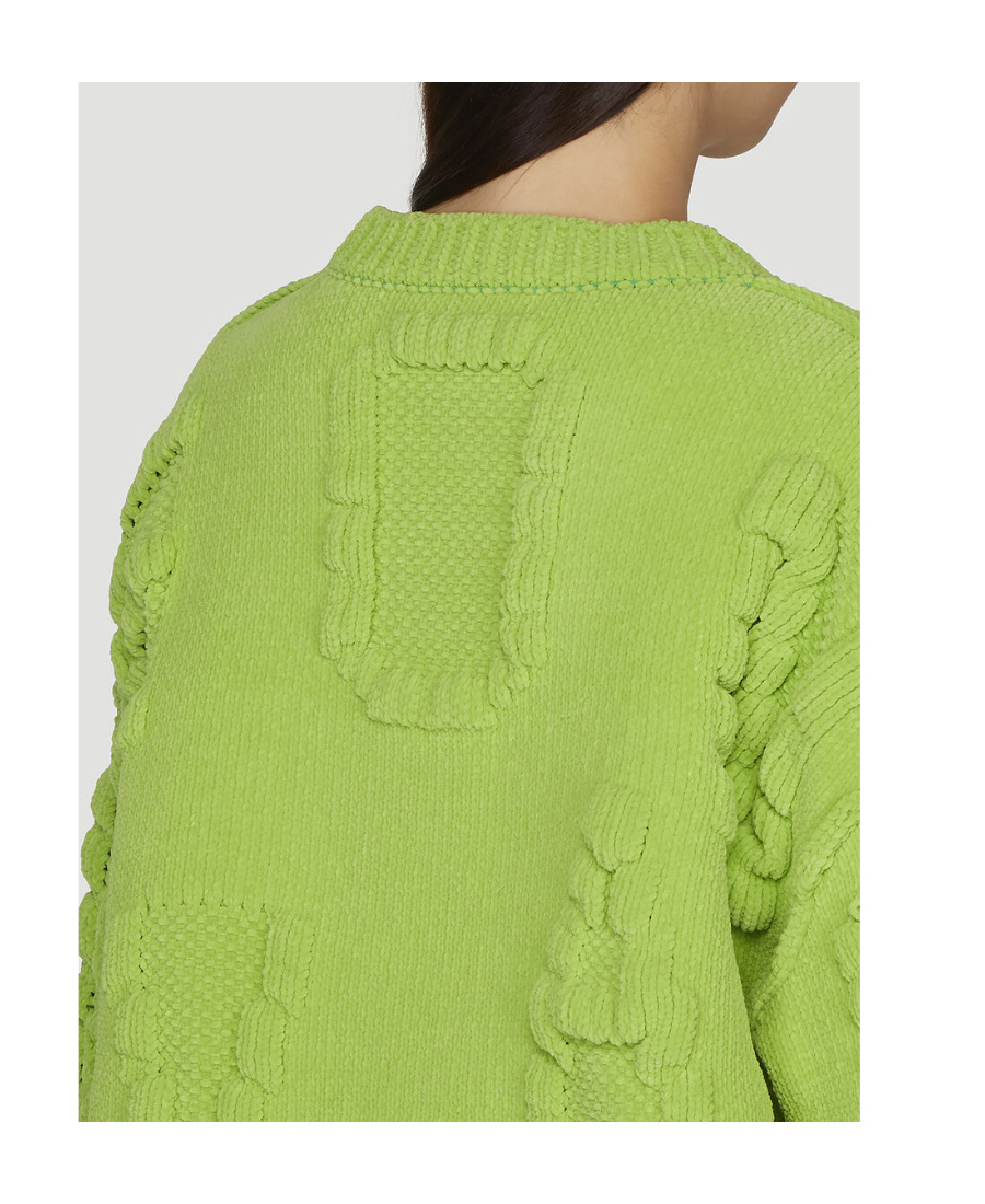 Bottega Veneta Alphabet Jacquard Chenille Sweater In Green
