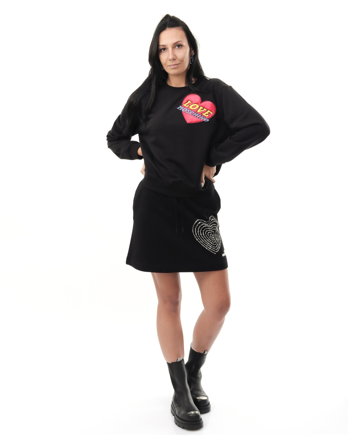 Moschino Heart-shaped Upholstered Sweater In Black