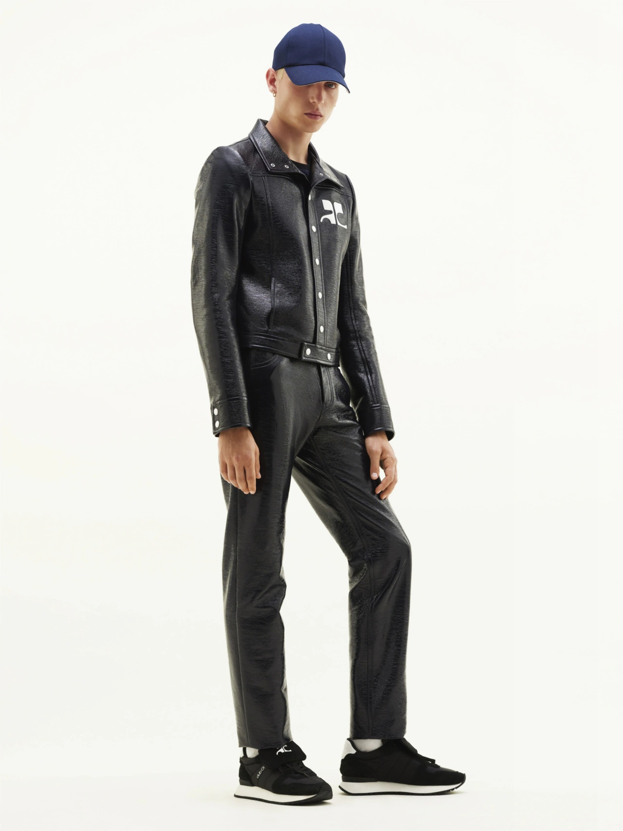 Courrèges Structured Black Faux-leather Jacket In Black