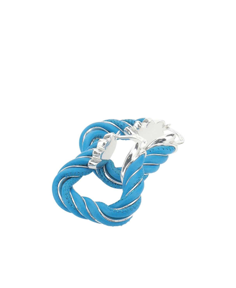 Bottega Veneta Triangular Twist Hoop Earrings In Blue