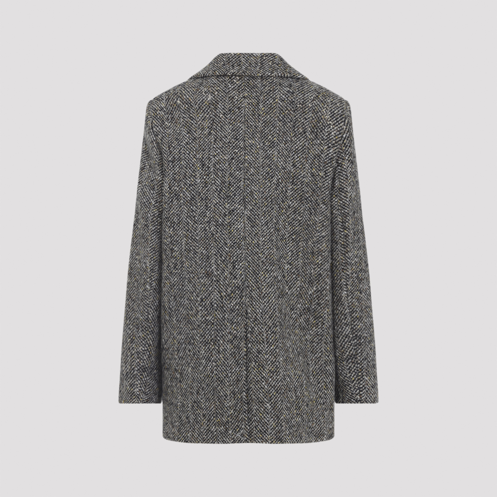 Peserico Textured Herringbone Mid-length Coat With Notched Lapel In Gray