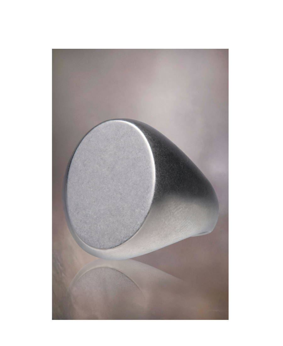 Maison Margiela Logo-engraved Brushed Finish Signet Ring In Gray