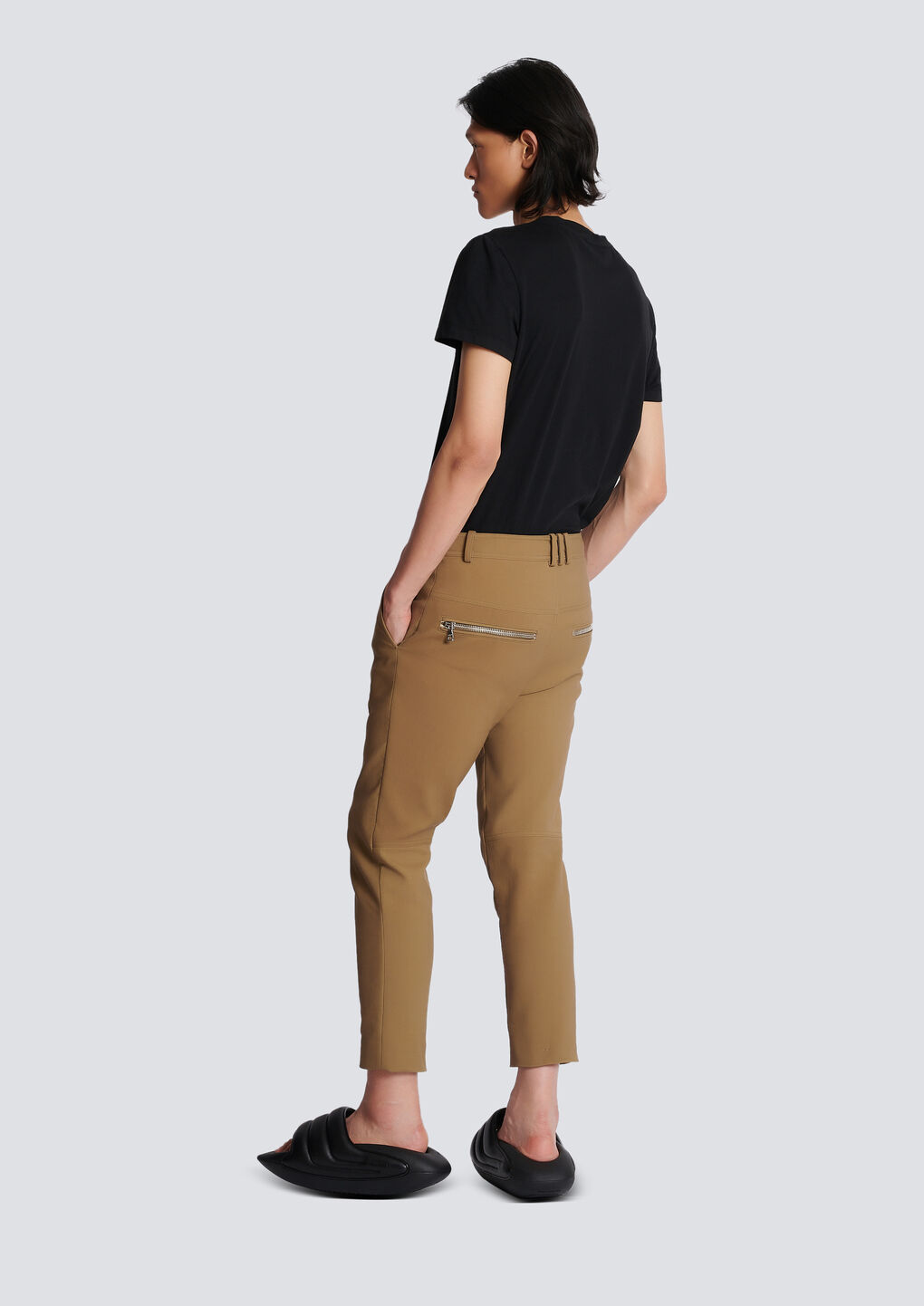 Shop Balmain Straight Cotton Cargo Trousers In Brown