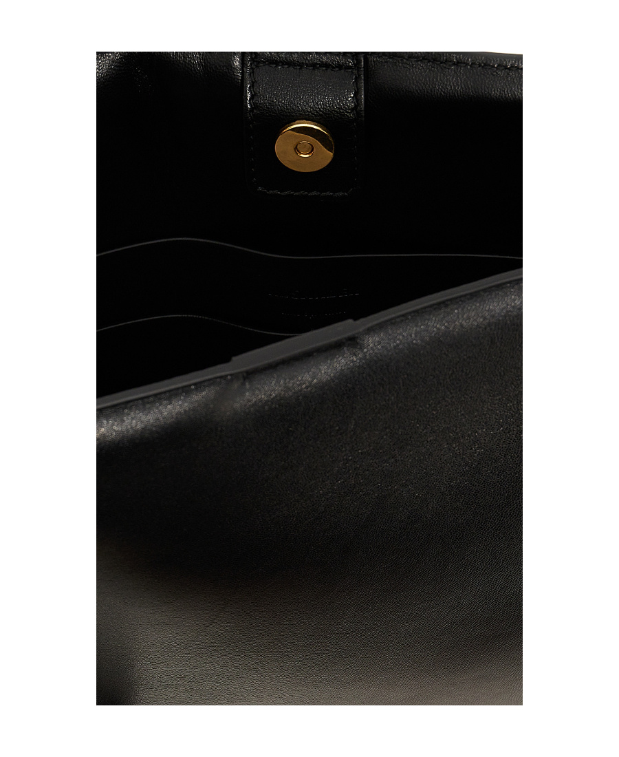 Jil Sander Black Leather Medium Tangle Shoulder Bag In Black