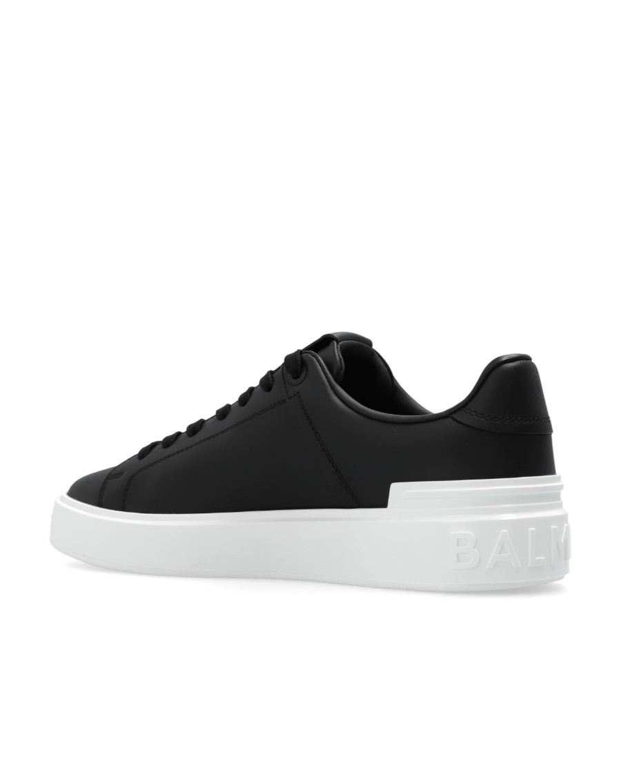 Balmain B Court Sneakers In Black Calfskin In Black