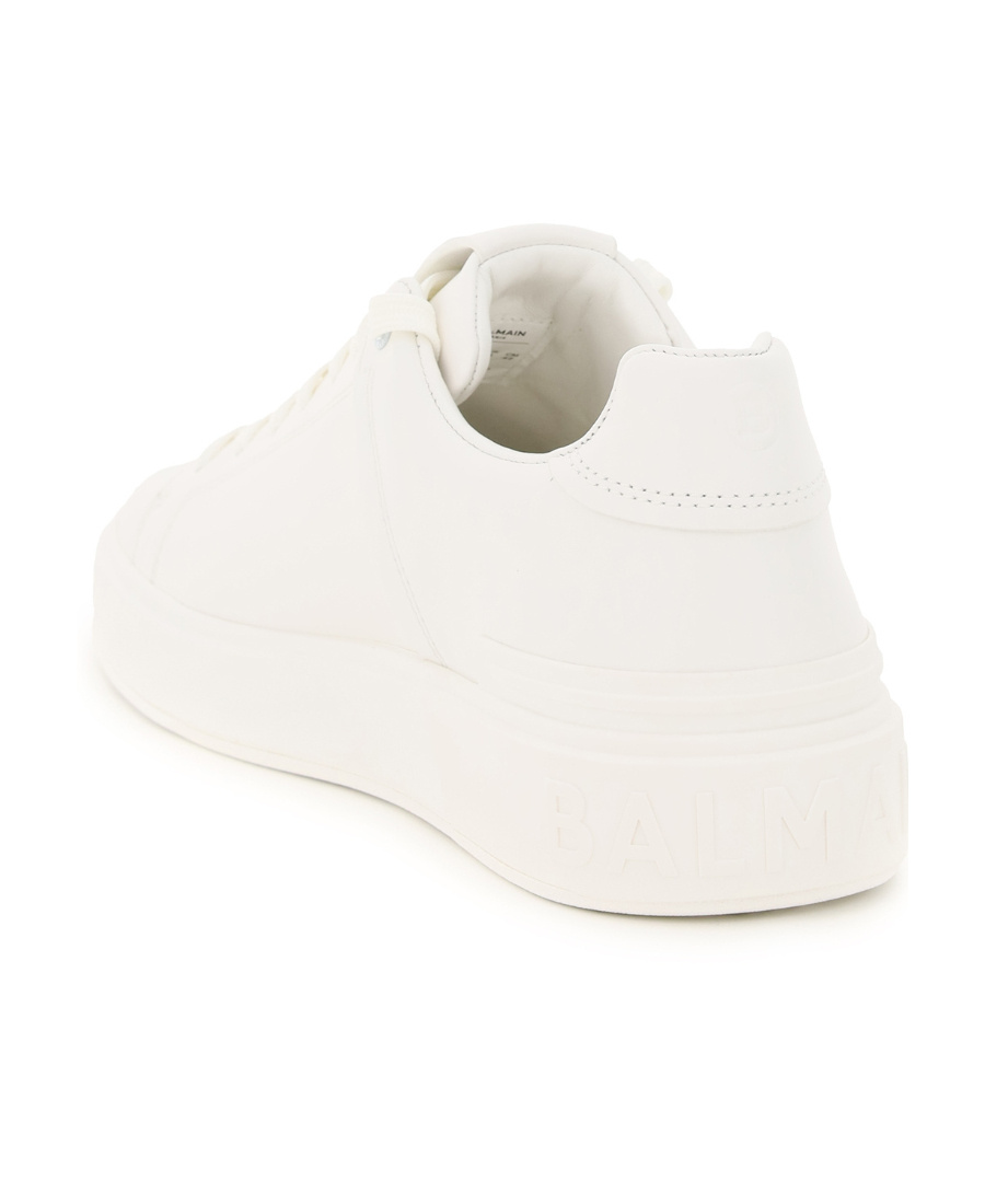 Balmain B Court Low Top Sneakers In White Leather In White