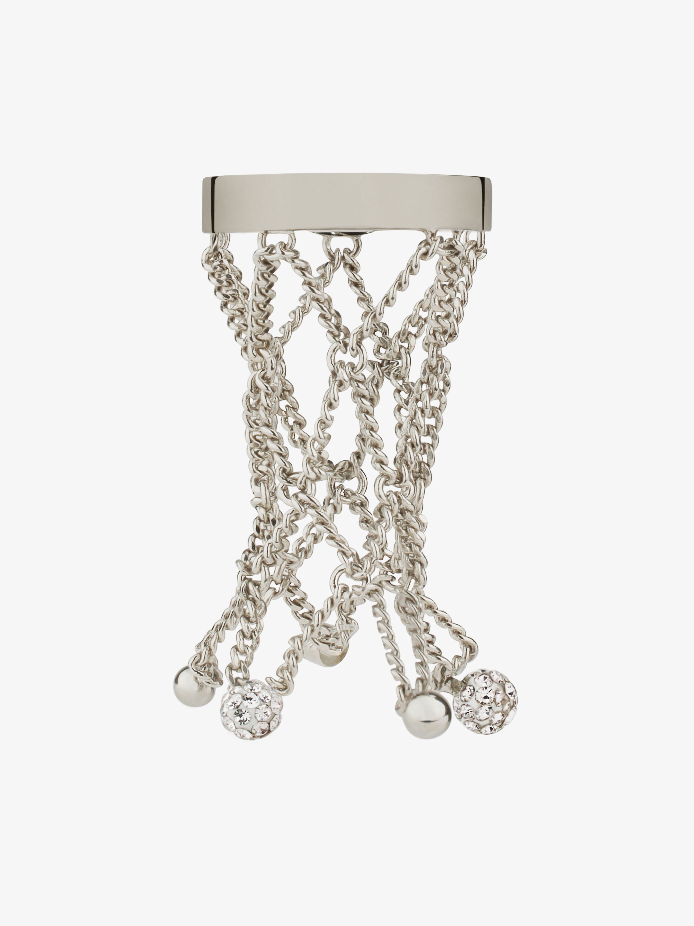 Givenchy Silver Pearling Crystal Ring In Gray