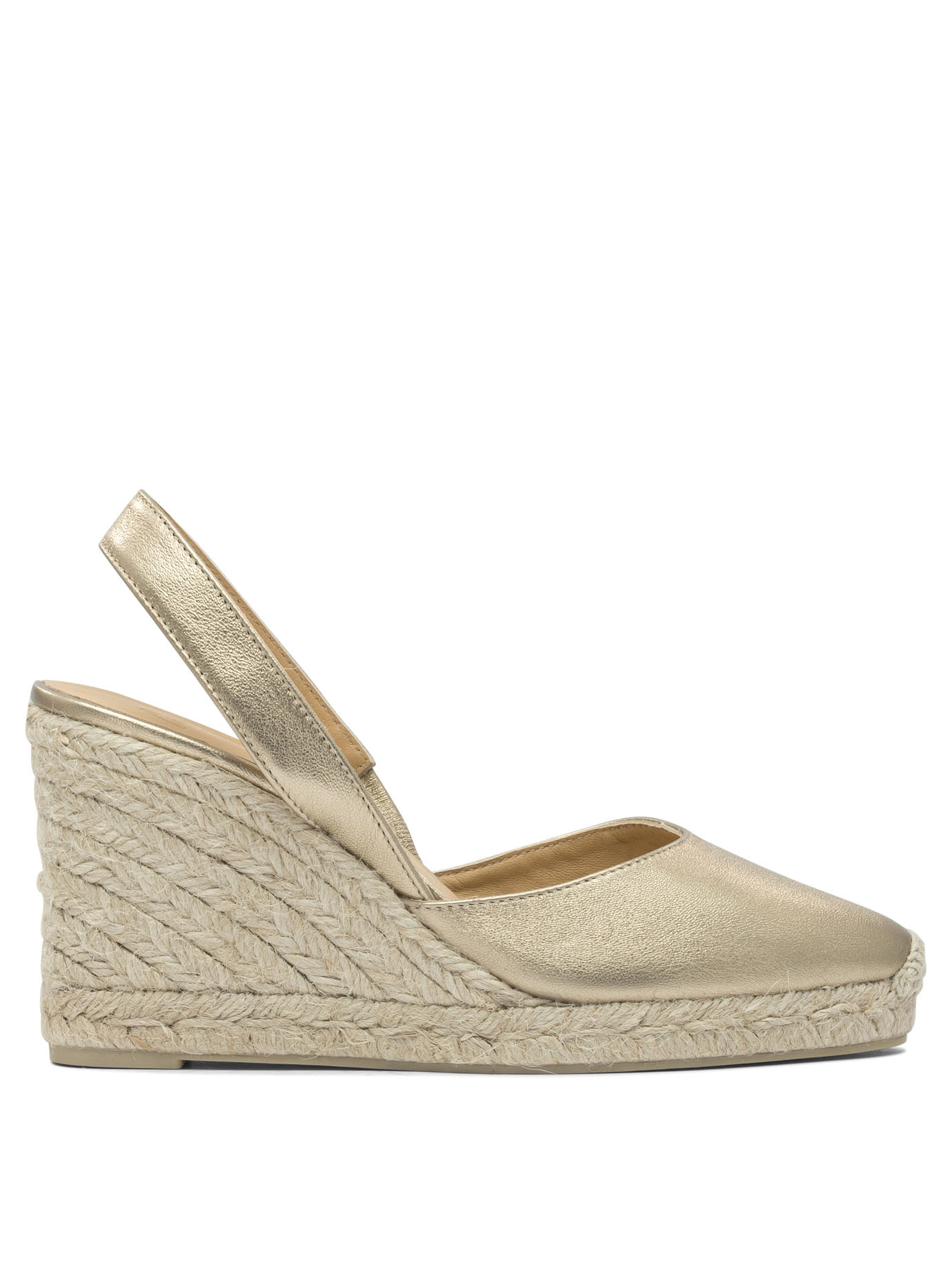Castaã±er Square Toe Wedge Sandals In Brown