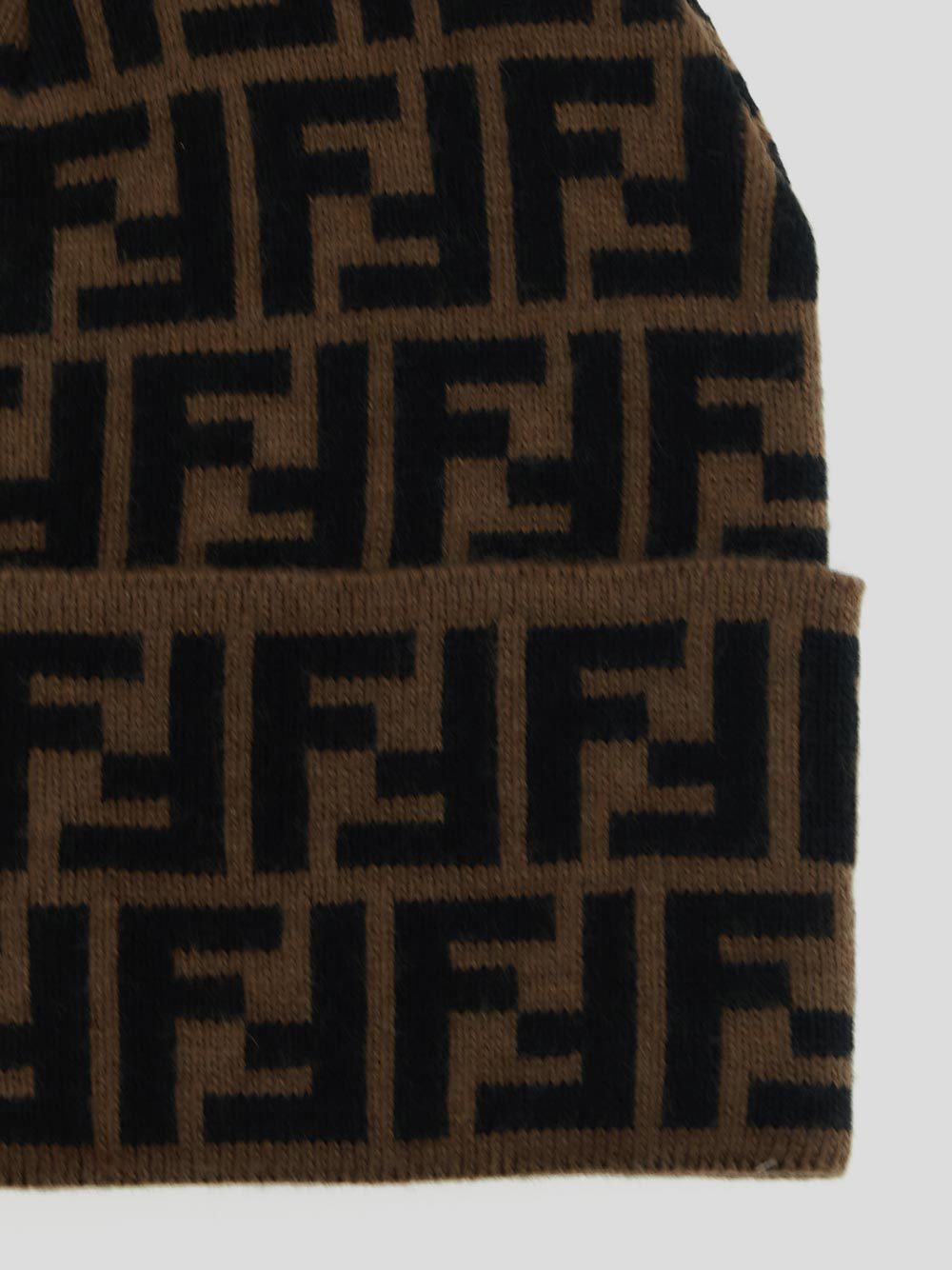 Fendi Ff-pattern Intarsia-knit Beanie In Black